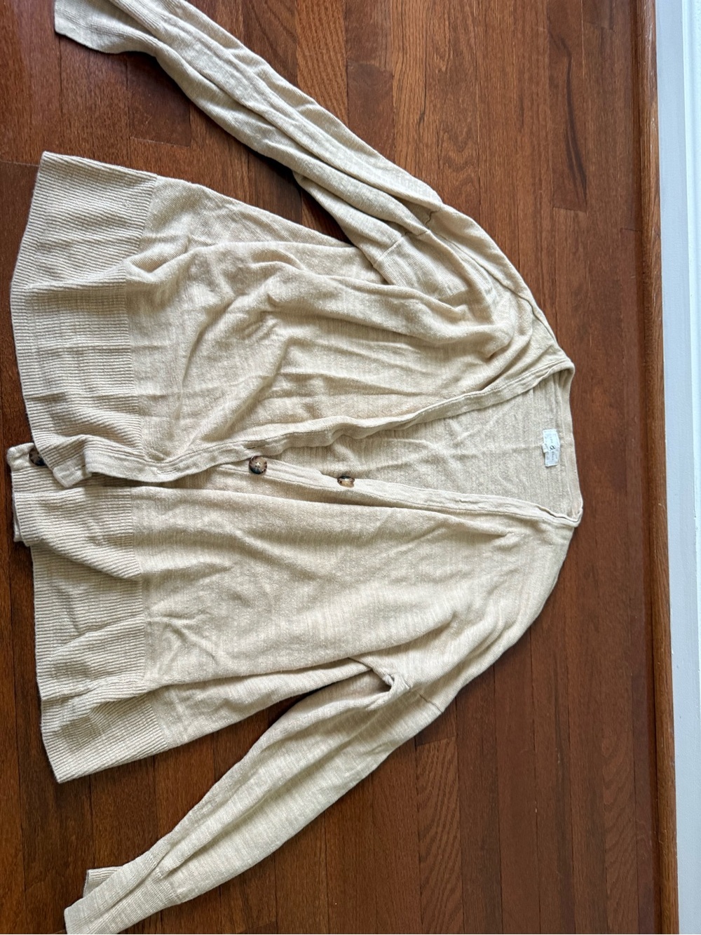 Lou & Grey Light Beige Open-Front Cardigan